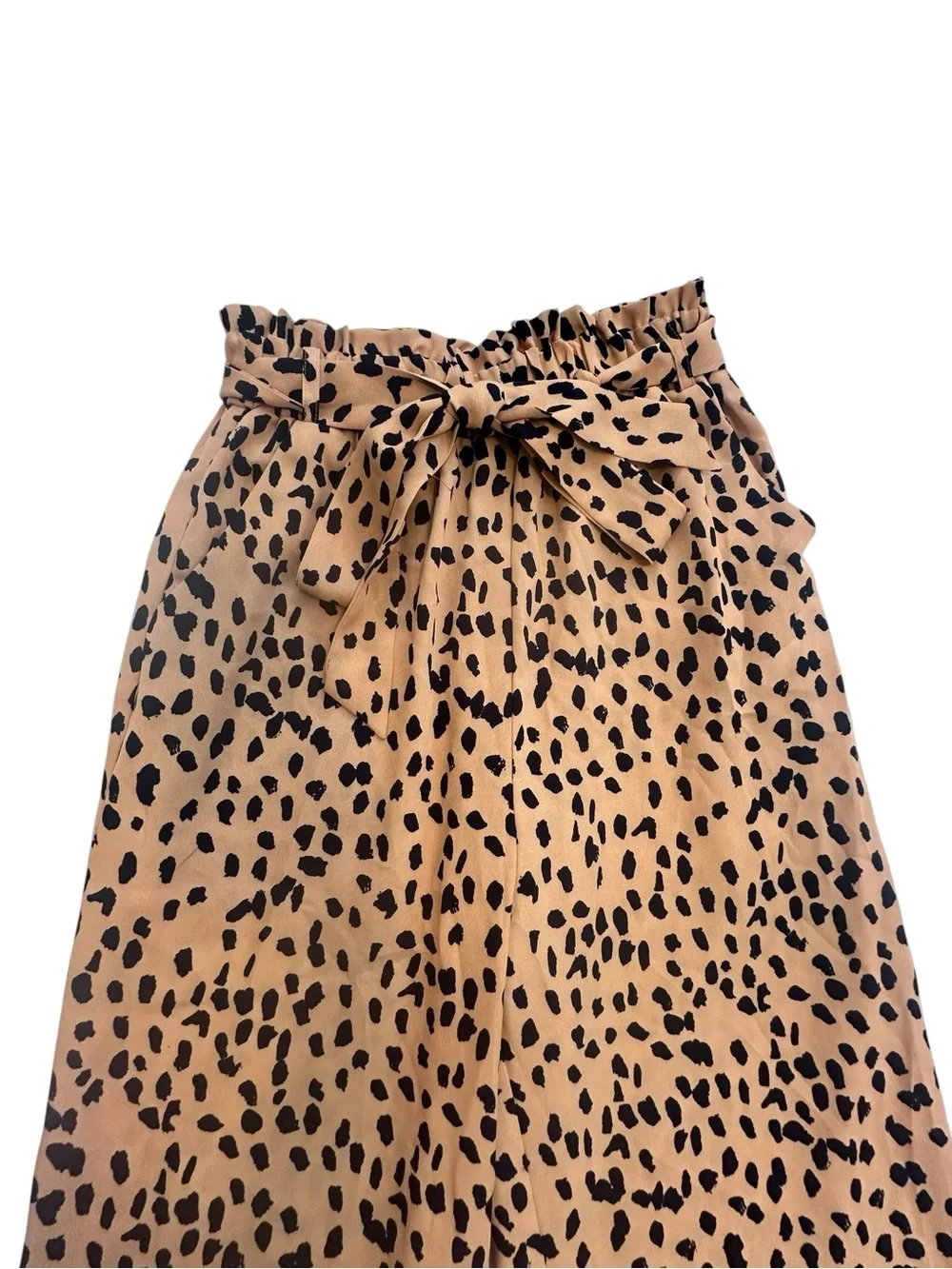 Lulu’s High Waist Leopard Pants Wide Leg Belted Palazzo Trousers pockets